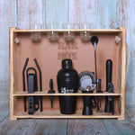 Home Bar with Rustic Wood Wall-mount Stand (19-Pcs)(Black Matte)