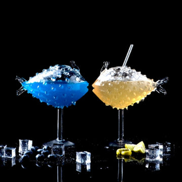Bar Box 2 PCS Pufferfish Cocktail Glass Transparent Goblet Glass Cup with Wine Glass Bar Party Drinkware