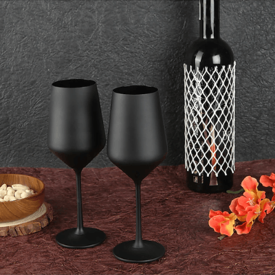 BarBox Claclac Midnight Black Crystal Wine Glass (Set of 2) - Bar Box