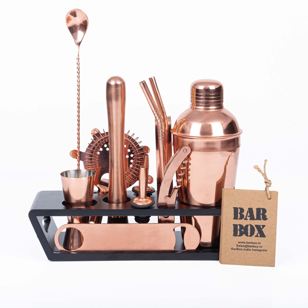 BarBox Cocktail Shaker Set with Table display stand (Rose Gold) Bar Box