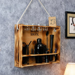 Bar Box Home Bar Kit with Rustic Wood Wall-mount Stand (19-Pcs)(Metalic Black)
