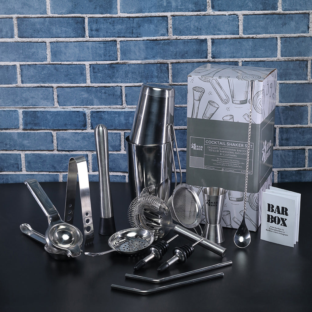 Bar Box Cocktail & Barware Tool Sets 14 Pcs Cocktail Shaker Set | Steel Bartender Kit Bar Set