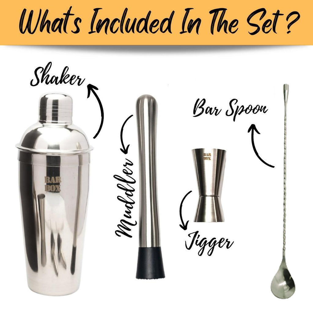Bar Box Cocktail Shaker Set (Stainless Steel)