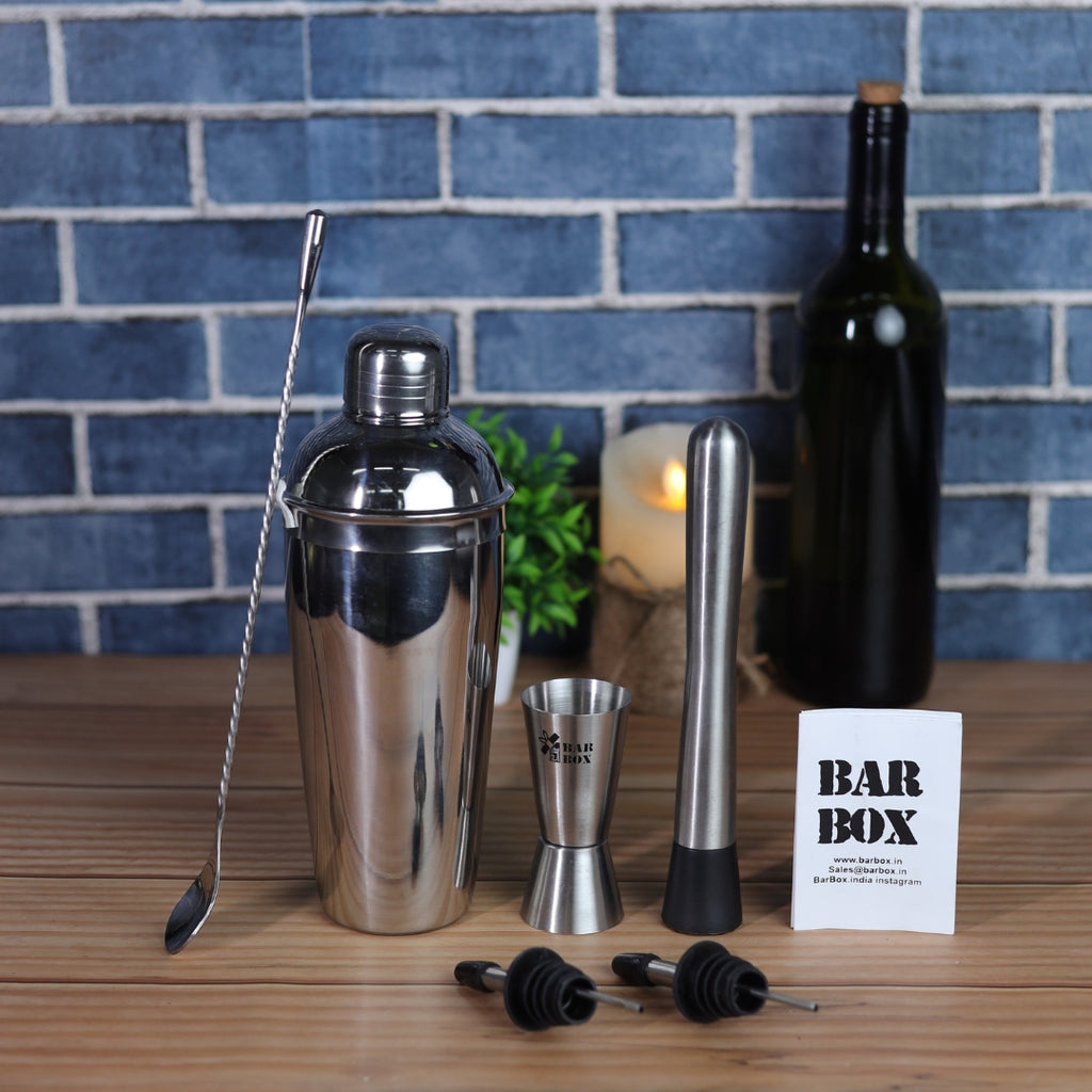 Bar Box Cocktail & Barware Tool Sets 7 Pcs Cocktail Shaker Set | Steel Bartender Kit Bar Set