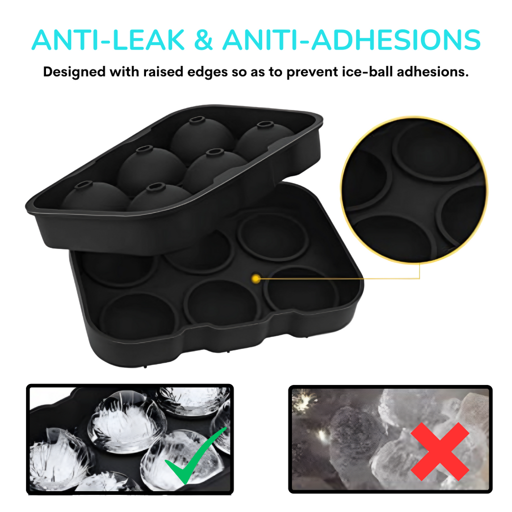  Bar Box Ice Cube Tray, 2 INCH Whiskey Ice Mold, Leak-free Round Ice Cube Mold, Easy Fill & Release Ice Ball Maker for Whiskey Cocktails Bourbon