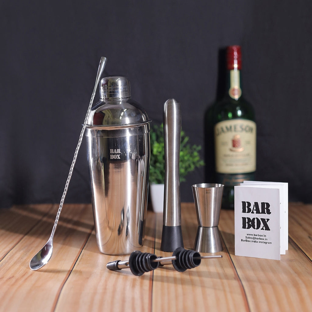 7 Pcs Cocktail Shaker Set | Stainless Steel Bartender Kit Bar Set