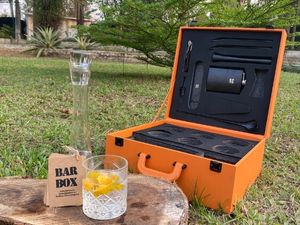 travel bar set home bar leather set orange home bar tools