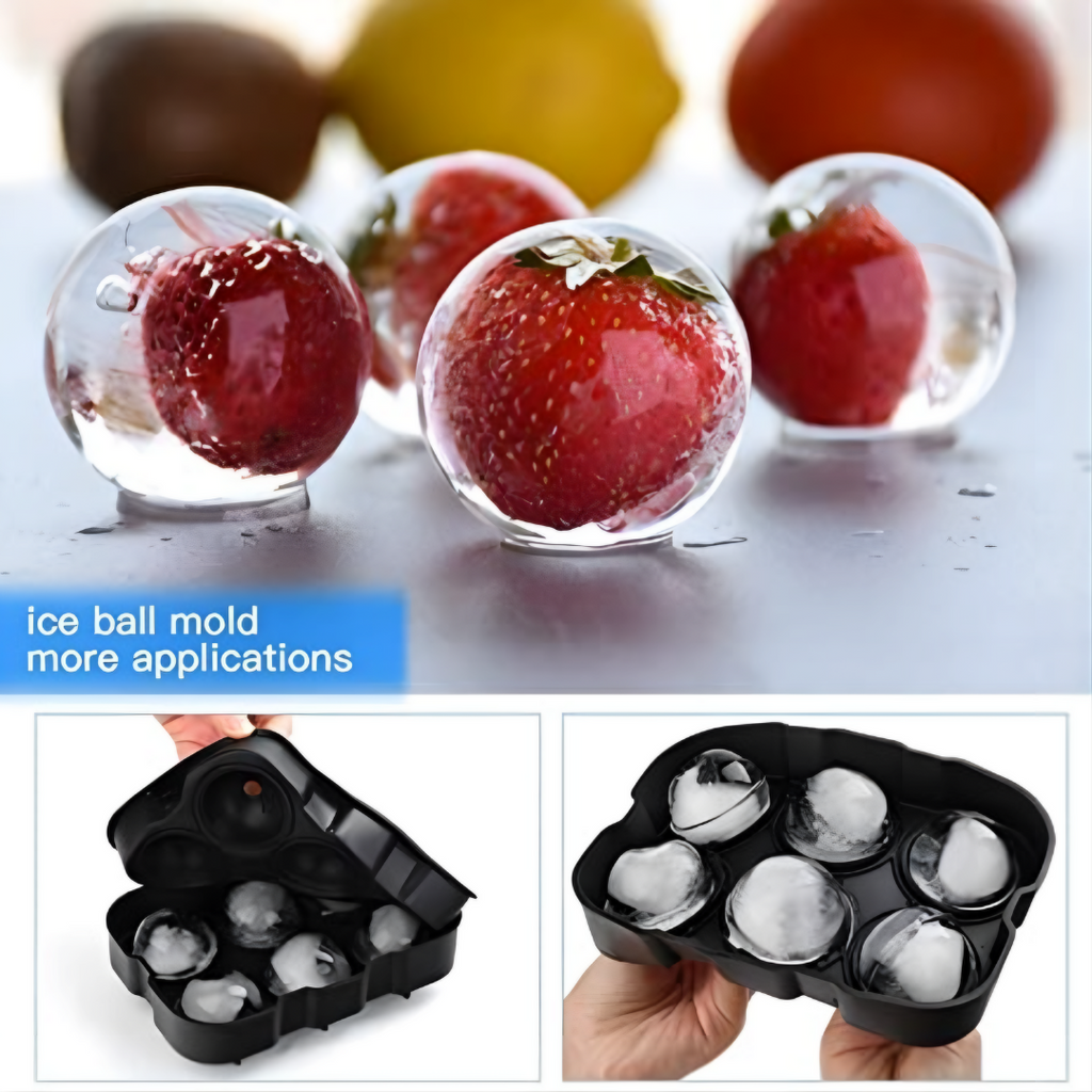  Bar Box Ice Cube Tray, 2 INCH Whiskey Ice Mold, Leak-free Round Ice Cube Mold, Easy Fill & Release Ice Ball Maker for Whiskey Cocktails Bourbon