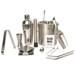 Bar Box 10 PCS Cocktail Shaker Set Food Grade Stainless Steel Bartender Kit Bar Set with Ice Bucket and Coasters