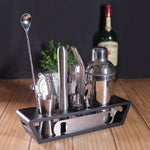 BarBox Cocktail Shaker Set with Table display stand (Stainless Steel Black)