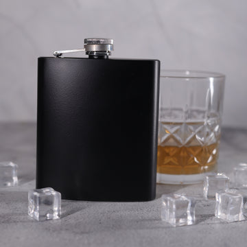 8 Oz (230ml) Hip Flask for Liquor | Insulated BPA-Free ,Leak-Proof Stainless Steel Hip Flask Set (Black Matte) - Bar Box