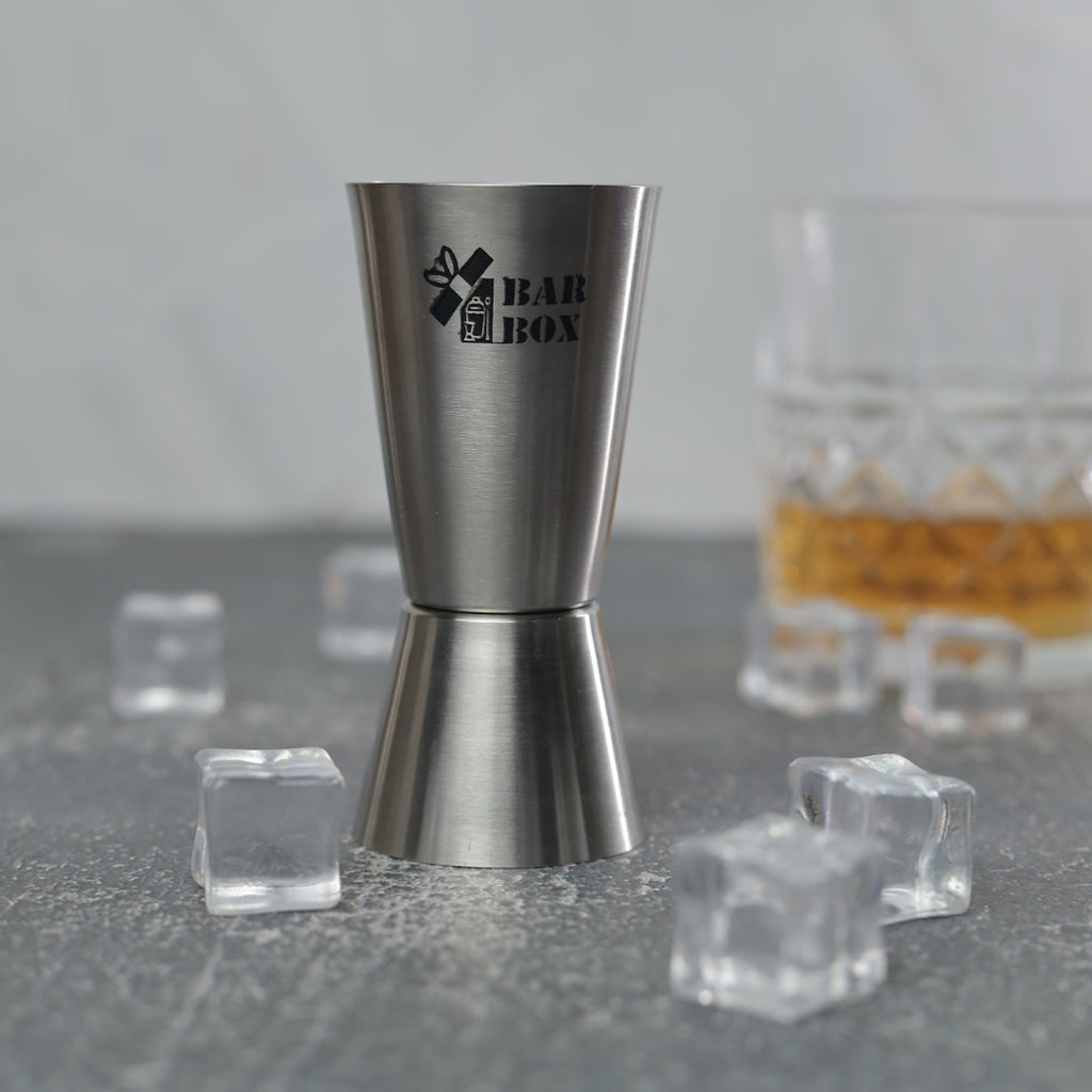 Bar Box Cocktail & Barware Tool Sets Bar Box Premium Peg Measurer Jigger 30 & 60 ml _ Cocktail Jigger Measuring Bar Tool Double Side Jigger _ bar kit essential _ Jigger for Bartending The Perfect Addition to Your Home Bar Tools. (Silver)