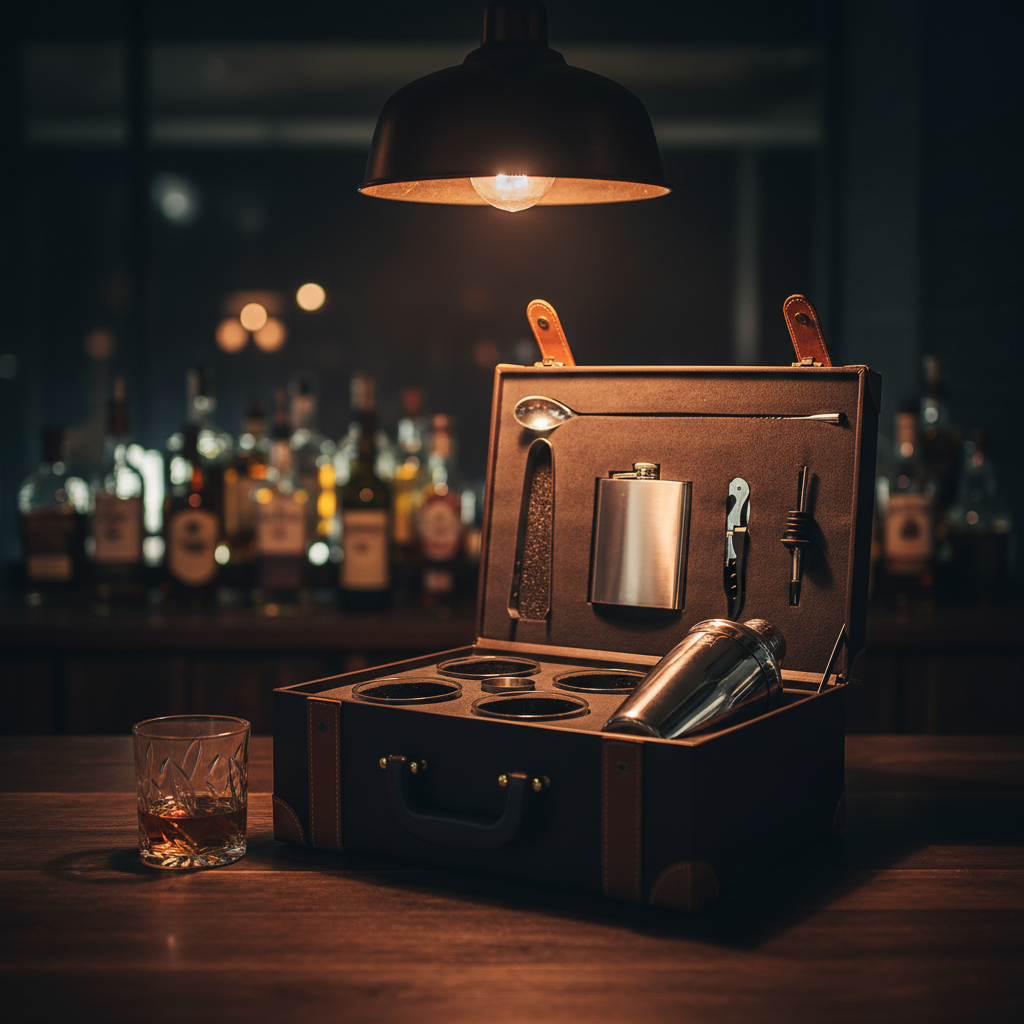 Portable Bar Set for Home with 4 Whiskey Glass Set – Bar Box