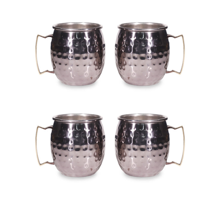 Moscow Mule Mugs Cocktail Coffee Beer Drinking Cup Barware Silver Hammered (Set of 4)