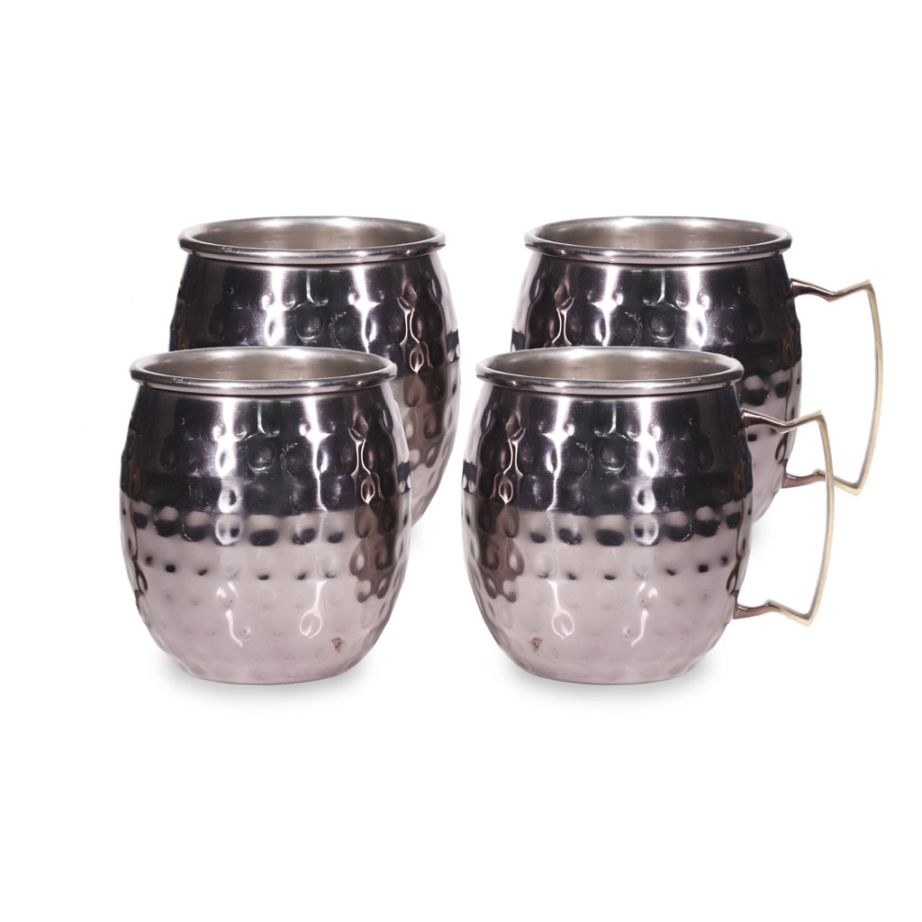 Moscow Mule Mugs Cocktail Coffee Beer Drinking Cup Barware Silver Hammered (Set of 4)