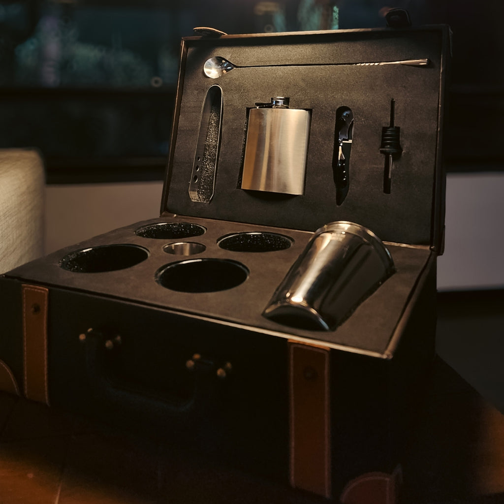 Portable Bar Set for Home with 4 Whiskey Glass Set