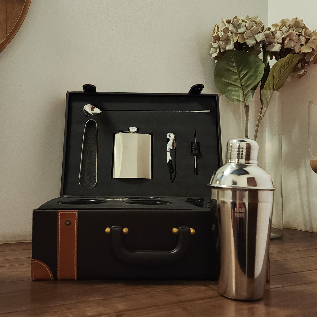 Portable Bar Set for Home with 4 Whiskey Glass Set