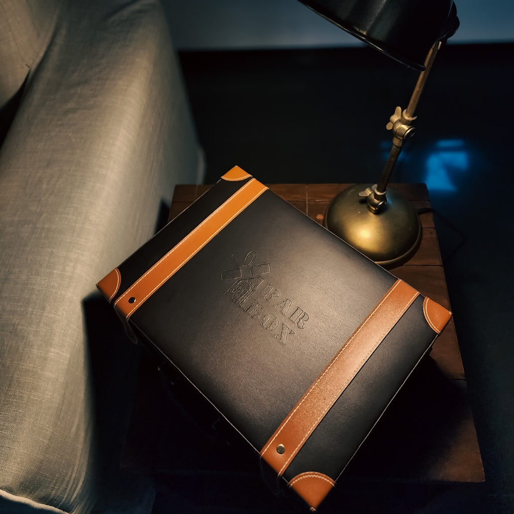 Portable Bar Set in Leather case with 3 Whiskey Glass(Vintage Black)