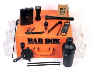 home bar set whiskey leather set glass leather set orange tong hip flask bar blade opener corkscrew straws strainer