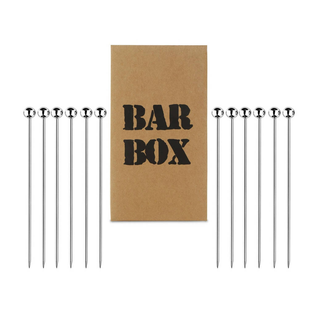 Bar Box Stainless Steel Cocktail Picks | Reusable Martini Picks - Stainless Steel Toothpicks (Set of 12)