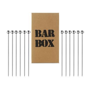 Bar Box Stainless Steel Cocktail Picks | Reusable Martini Picks - Stainless Steel Toothpicks (Set of 12)