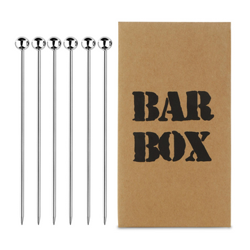 Bar Box Kitchen & Dining Bar Box Stainless Steel Cocktail Picks | Reusable Martini Picks - Stainless Steel Toothpicks (Set of 6)