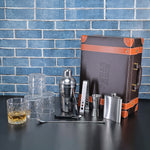 BarBoxportablebarsetfordrinkshomewith4Setofwhiskeyglass_BrownleatherettebarkitwithStainlessSteelbaraccessoriesandcocktailshakerset1