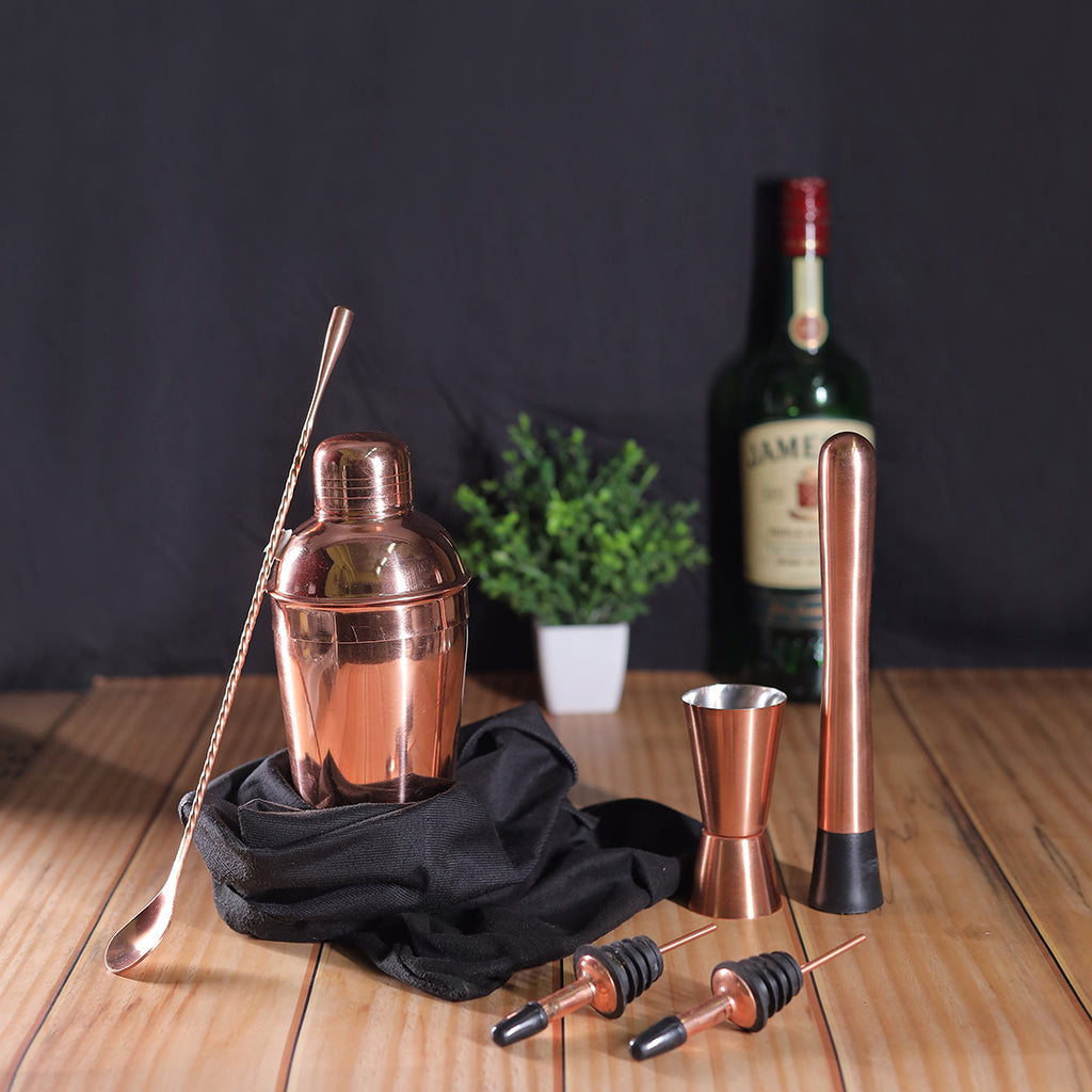 Bar Box 6-Piece Premium Bar Tools Kit in Velvet Bag (Rose Gold)
