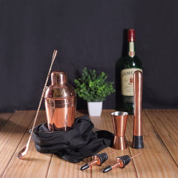 Bar Box 6-Piece Premium Bar Tools Kit in Velvet Bag (Rose Gold)