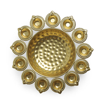 Diya Shape Flower Decorative Urli Bowl | Potpourri Bowl | Tea Light Candles Holder Bowl for Home,Office,and Table Decor