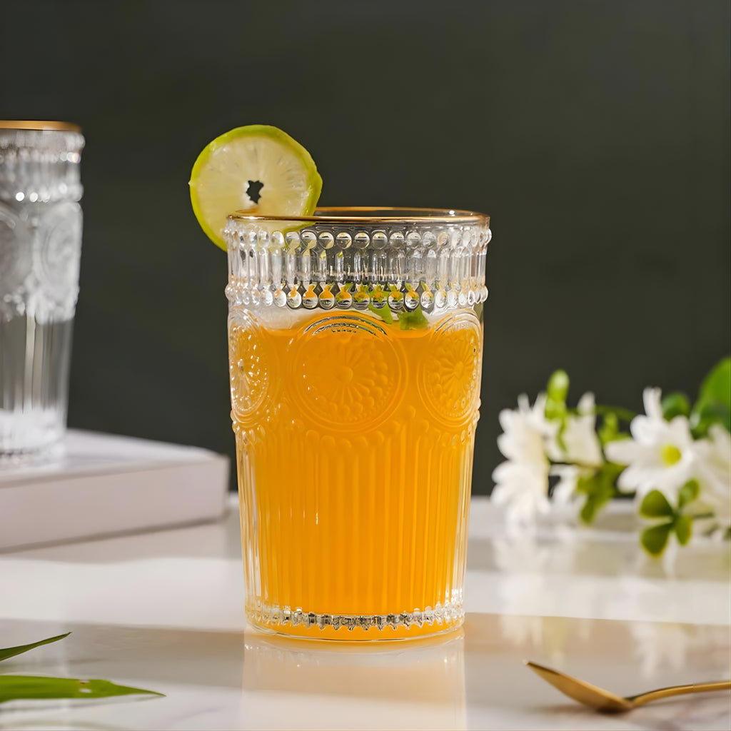 Bar Box Posh Collection, Half Star Double Old Fashioned Glasses, Perfect for Serving Scotch, Whiskey or Mixed Drinks, Wine, Cocktails, Juice, and Water 300 ml (Clear) - Pack of 2