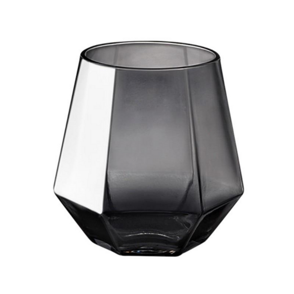 Bar Box Diamond Whiskey Glasses Golden Rim Set of 6 Water Juice Tumbler Tilted Scotch Glass 300ml Whisky Glass Modern Look Glassware for Bourbon/Rum/Bar Tumbler (Black)