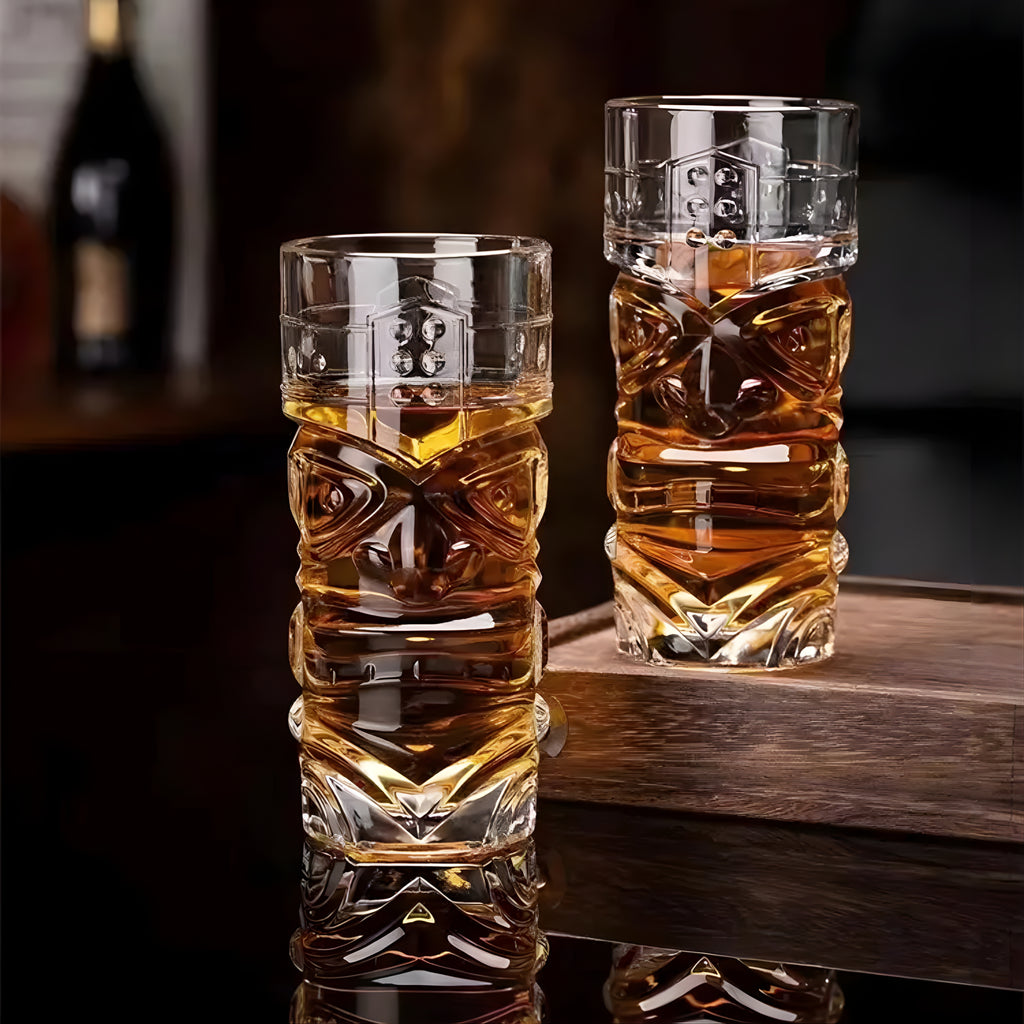 Bar Box tiki style 410ml lead-free crystal grimace pattern tiki glass cup water glass