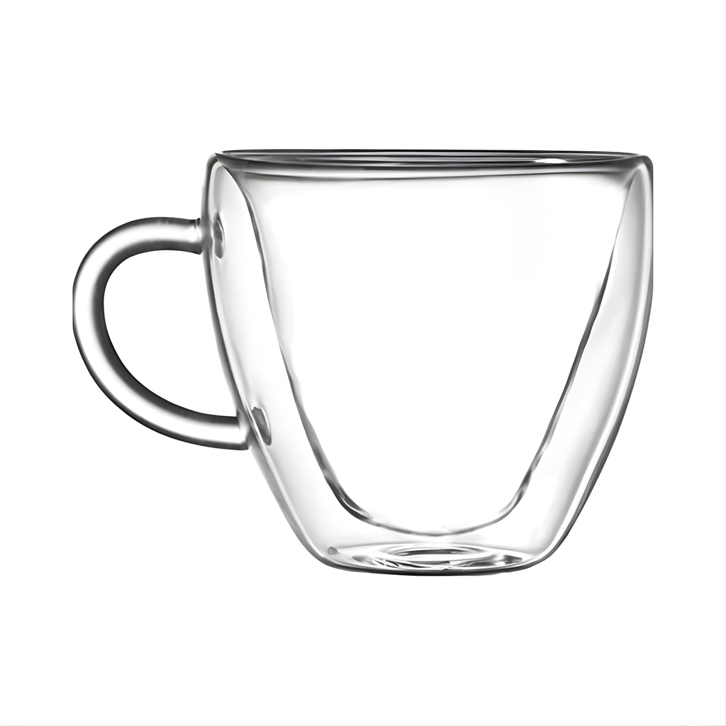 Bar box Transparent Double Wall Heart Shape Borosilicate Glass Mug Coffee Tea Cup 270 ml Set of 2