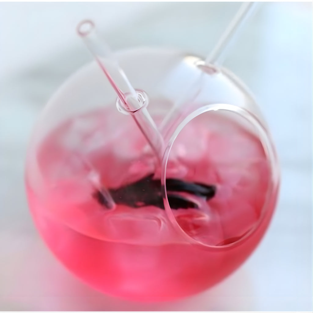 Bar Box Sperical Glass with Straw & cork