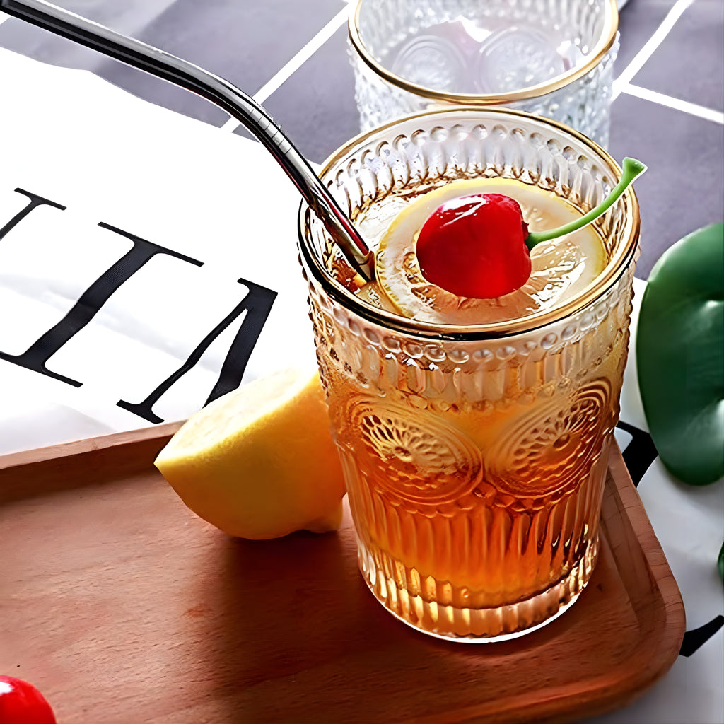 Bar Box Posh Collection, Half Star Double Old Fashioned Glasses, Perfect for Serving Scotch, Whiskey or Mixed Drinks, Wine, Cocktails, Juice, and Water 300 ml (Clear) - Pack of 2