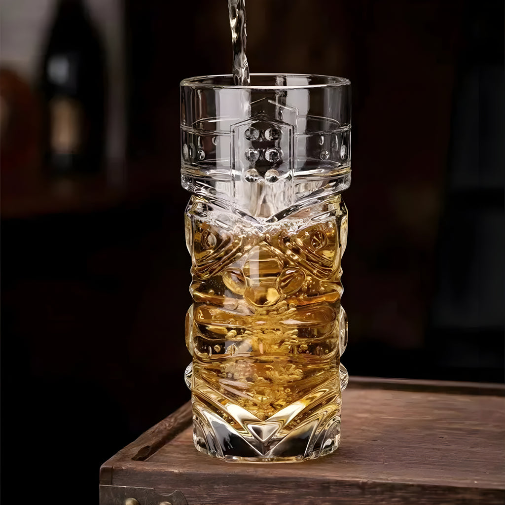 Bar Box tiki style 410ml lead-free crystal grimace pattern tiki glass cup water glass