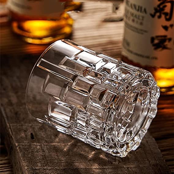 Bar Box Italian Premium Classic Double Old Fashioned Crystal Whisky Glass -Set of 2 (330 ml)