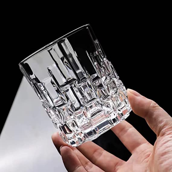Bar Box Italian Premium Classic Double Old Fashioned Crystal Whisky Glass -Set of 2 (330 ml)