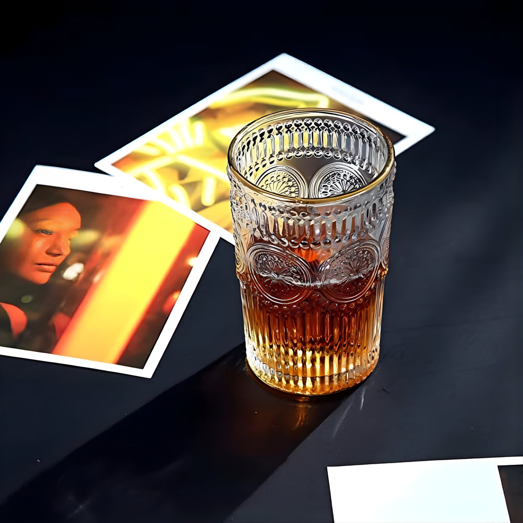 Bar Box Posh Collection, Half Star Double Old Fashioned Glasses, Perfect for Serving Scotch, Whiskey or Mixed Drinks, Wine, Cocktails, Juice, and Water 300 ml (Clear) - Pack of 2