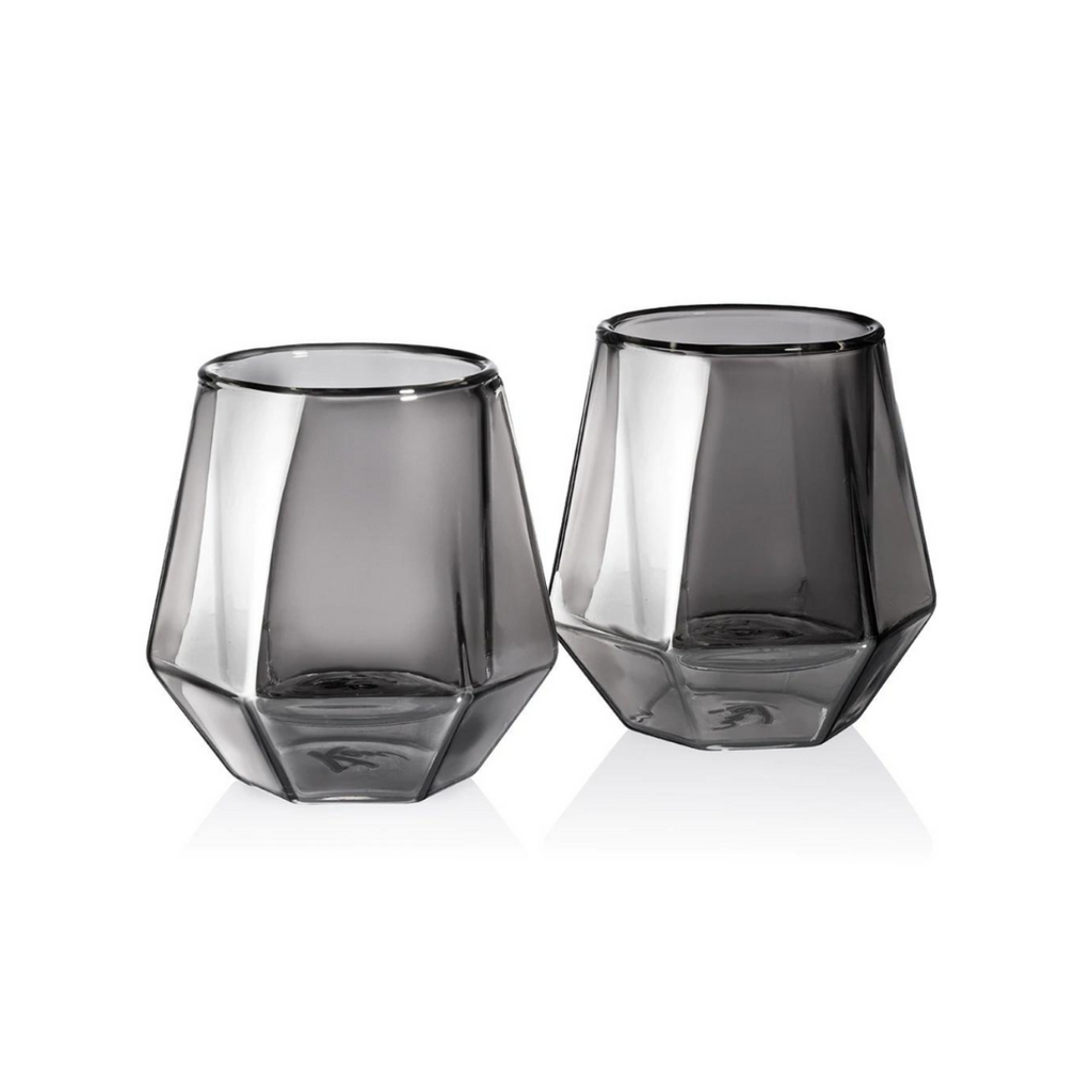 Bar Box Diamond Whiskey Glasses Golden Rim Set of 6 Water Juice Tumbler Tilted Scotch Glass 300ml Whisky Glass Modern Look Glassware for Bourbon/Rum/Bar Tumbler (Black)