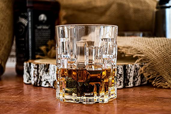 Bar Box Italian Premium Classic Double Old Fashioned Crystal Whisky Glass -Set of 2 (330 ml)