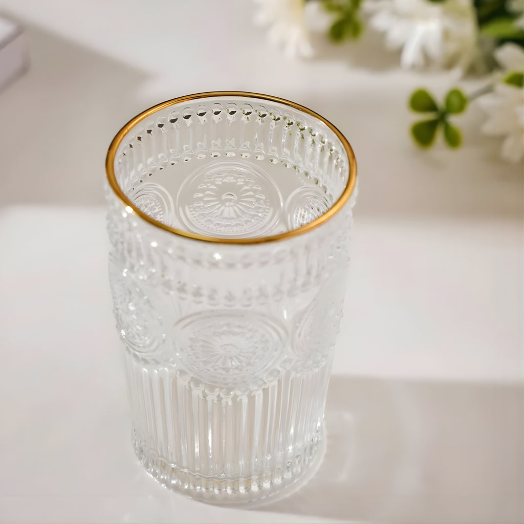Bar Box Posh Collection, Half Star Double Old Fashioned Glasses, Perfect for Serving Scotch, Whiskey or Mixed Drinks, Wine, Cocktails, Juice, and Water 300 ml (Clear) - Pack of 2