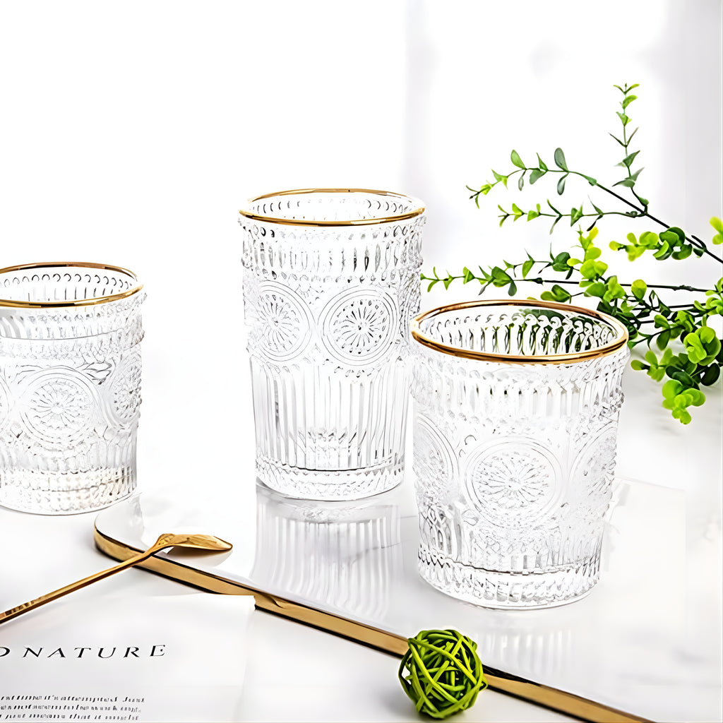 Bar Box Posh Collection, Half Star Double Old Fashioned Glasses, Perfect for Serving Scotch, Whiskey or Mixed Drinks, Wine, Cocktails, Juice, and Water 300 ml (Clear) - Pack of 2