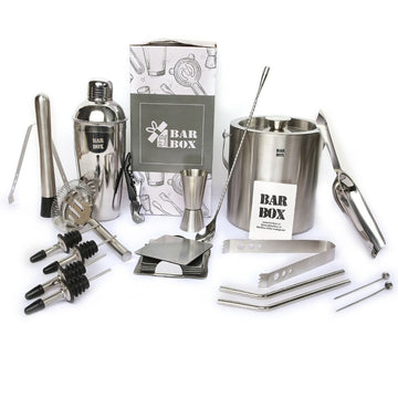 Bar Box 17 PCS Cocktail Shaker Set Food Grade Stainless Steel Bartender Kit Bar Set with Ice Bucket Set and Coasters