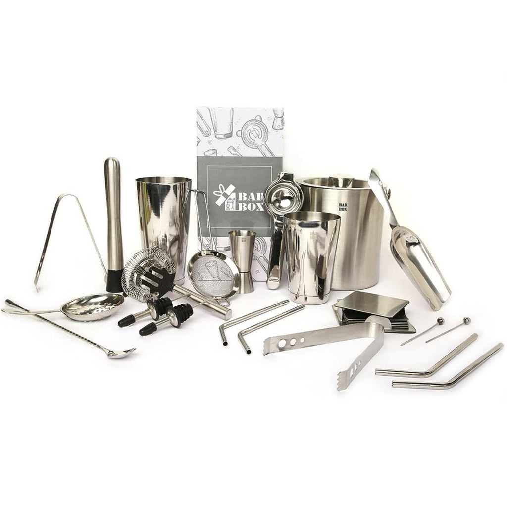 Bar Box 20 PCS Cocktail Shaker Set Food Grade Stainless Steel Bartender Kit with Ice Buck Set and Coasters