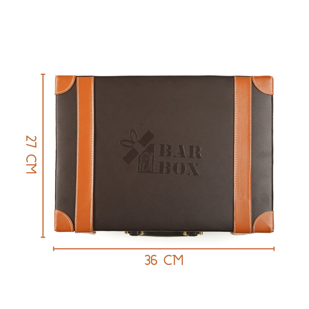 BarBoxportablebarsetfordrinkshomewith4Setofwhiskeyglass_BrownleatherettebarkitwithStainlessSteelbaraccessoriesandcocktailshakerset5