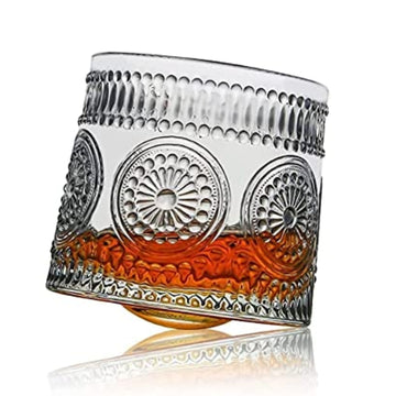 Bar Box 180 ml Tumbler Rocks Bar Glass for Drinking Bourbon, Scotch, and Cocktails - Old Fashioned Dancing Whiskey Glass with Rotatable Bottom Set of 2 (Glossy Glacier)