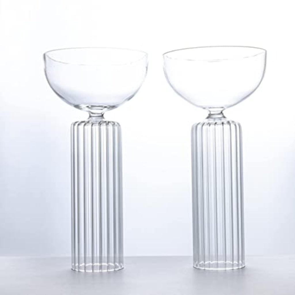 Products Bar Box Ribbed Stem Martini Glass Set | Ideal for Serving Martini, Ice Creams, Desserts & Cocktails | Suitable for Restaurants and Bars | Unique Gift Set | 250ML