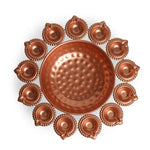 Diya Shape Flower Decorative Urli Bowl | Potpourri Bowl | Tea Light Candles Holder Bowl for Home,Office,and Table Decor (Rose Gold)